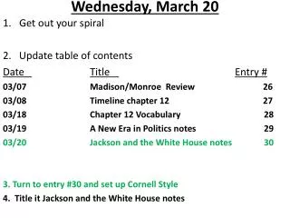 Wednesday , March 20