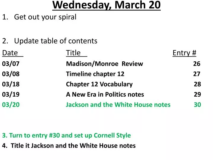 wednesday march 20