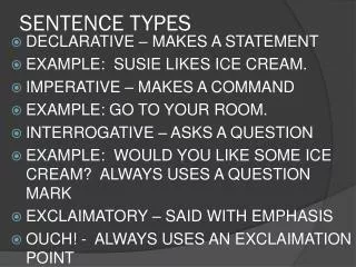 SENTENCE TYPES