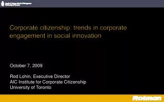 Corporate citizenship: trends in corporate engagement in social innovation