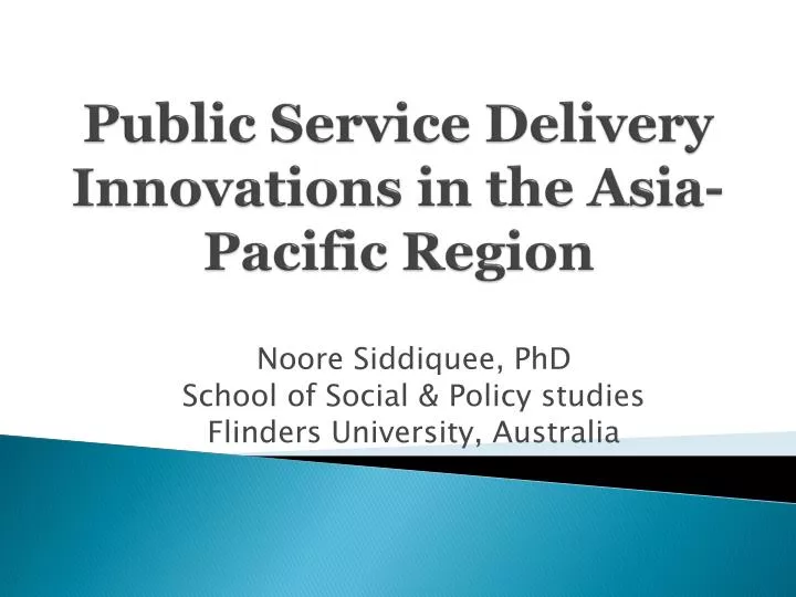 public service delivery innovations in the asia pacific region