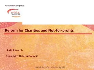 Reform for Charities and Not-for-profits