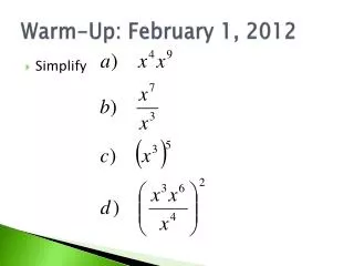 Warm-Up: February 1, 2012