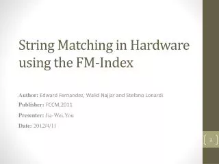 String Matching in Hardware using the FM-Index