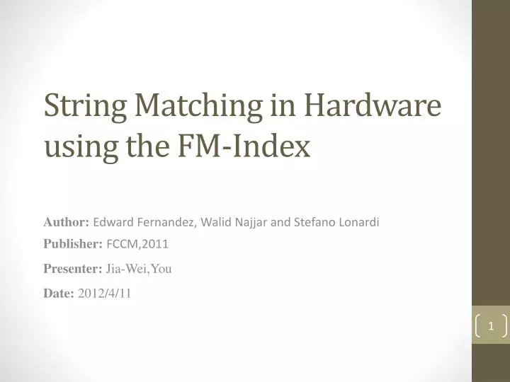string matching in hardware using the fm index