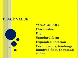 PLACE VALUE