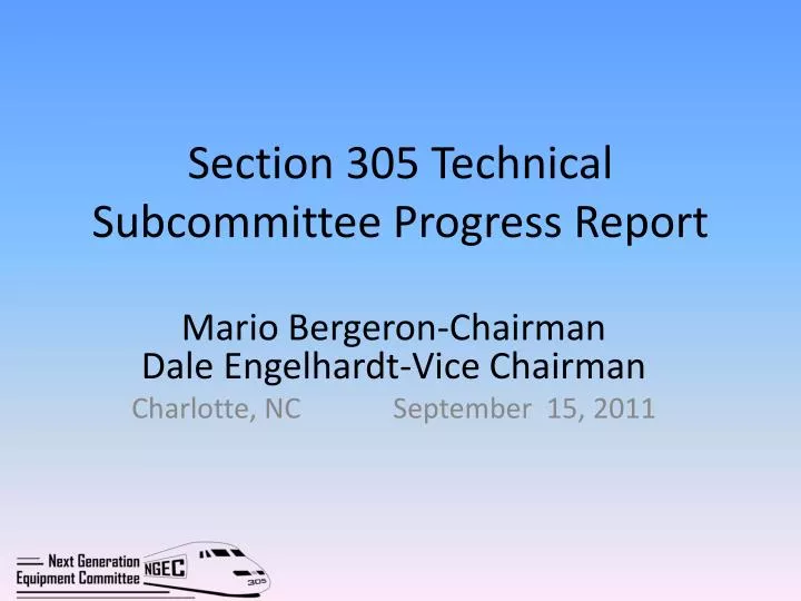 section 305 technical subcommittee progress report