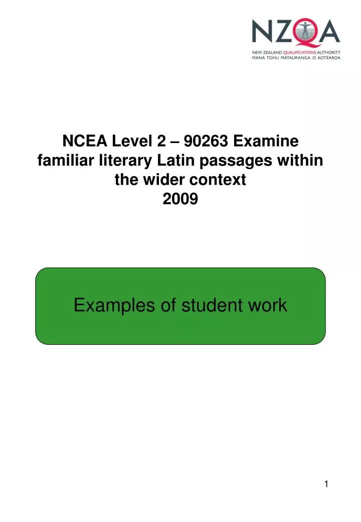 ncea level 2 90263 examine familiar literary latin passages within the wider context 2009
