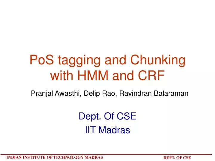 pos tagging and chunking with hmm and crf