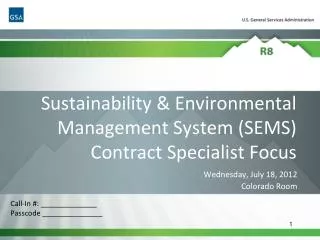 Sustainability &amp; Environmental Management System (SEMS) Contract Specialist Focus