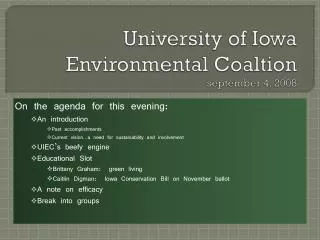 University of Iowa Environmental Coaltion september 4, 2008