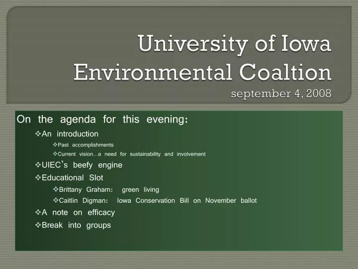university of iowa environmental coaltion september 4 2008