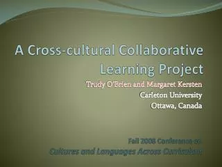 A Cross-cultural Collaborative Learning Project