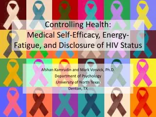 Controlling Health: Medical Self-Efficacy, Energy-Fatigue, and Disclosure of HIV Status