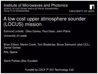 A low c ost u pper atmosphere sounder (LOCUS) mission