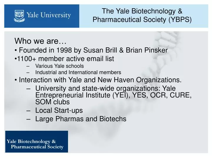 the yale biotechnology pharmaceutical society ybps