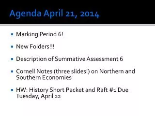 Agenda April 21, 2014