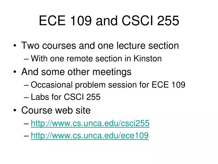 ece 109 and csci 255