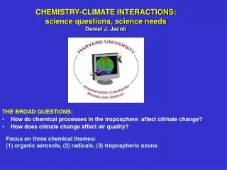 CHEMISTRY-CLIMATE INTERACTIONS: science questions, science needs Daniel J. Jacob