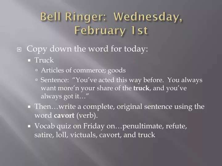 bell ringer wednesday february 1st