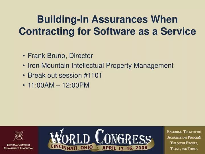 building in assurances when contracting for software as a service
