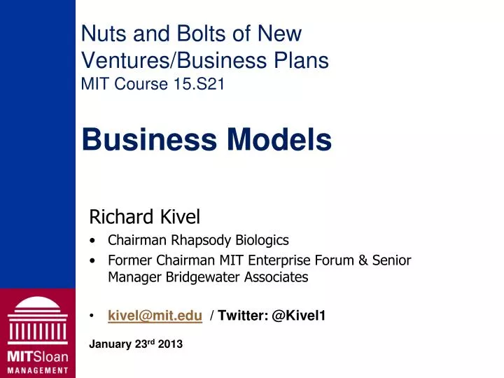 nuts and bolts of new ventures business plans mit course 15 s21 business models