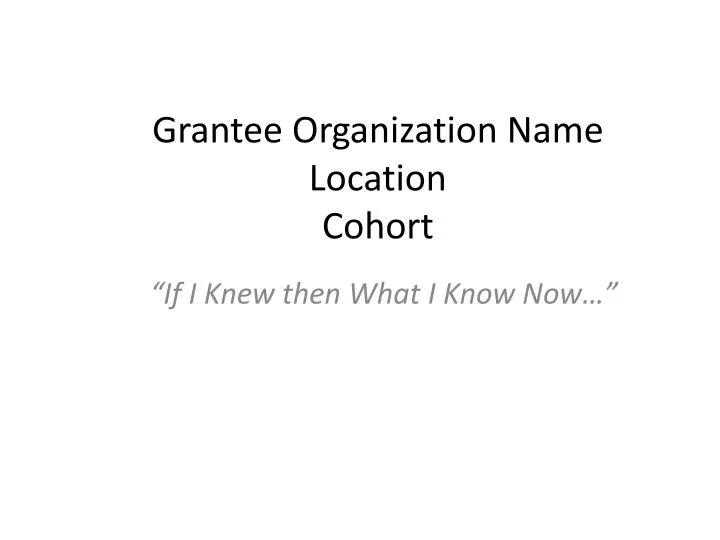 grantee organization name location cohort