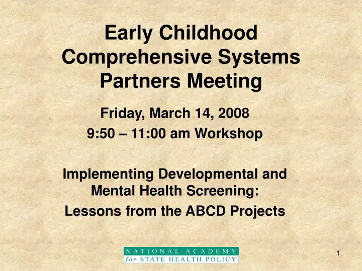 early childhood comprehensive systems partners meeting