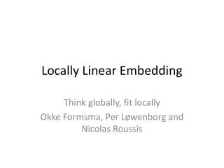 Locally Linear Embedding