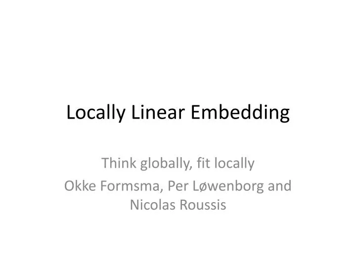 locally linear embedding
