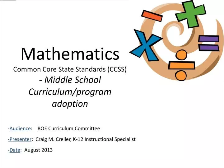 mathematics common core state standards ccss middle school curriculum program adoption