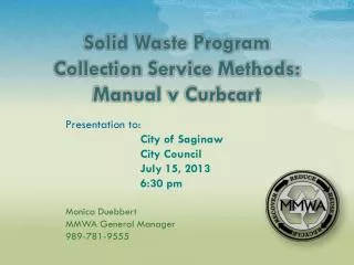 Solid Waste Program Collection Service Methods: Manual v Curbcart