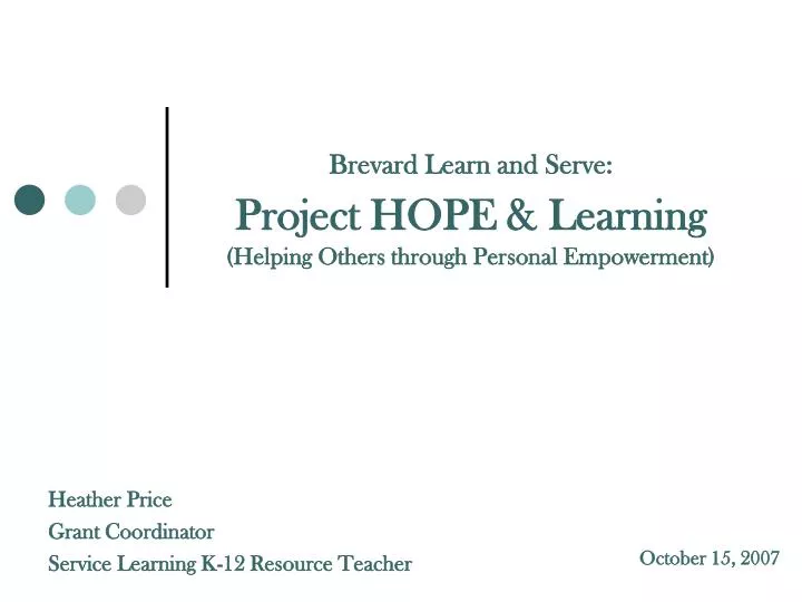 brevard learn and serve project hope learning helping others through personal empowerment