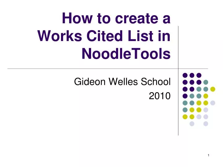 how to create a works cited list in noodletools