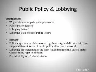 Public Policy &amp; Lobbying