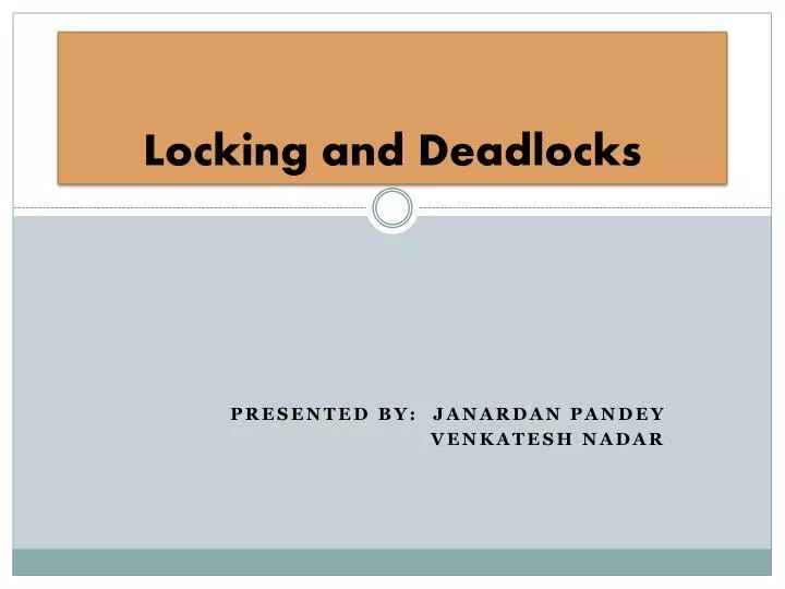 locking and deadlocks