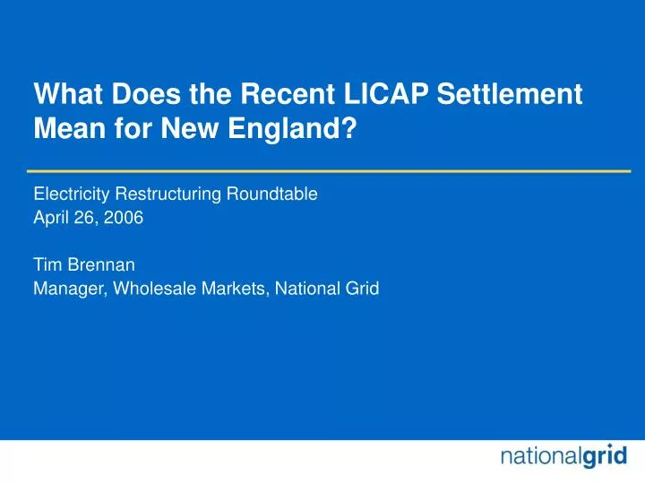 what does the recent licap settlement mean for new england