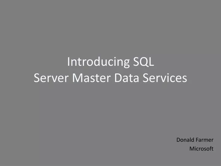 introducing sql server master data services