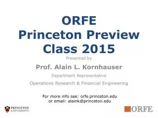 ORFE Princeton Preview Class 2015