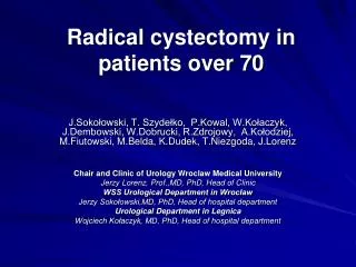 Radical c ystectomy in patients over 70