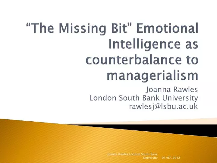 the missing bit emotional intelligence as counterbalance to managerialism