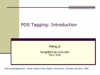 POS Tagging: Introduction