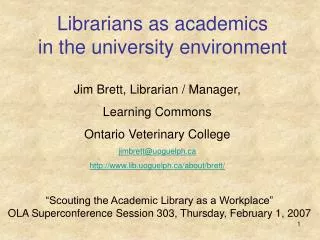 Librarians as academics in the university environment