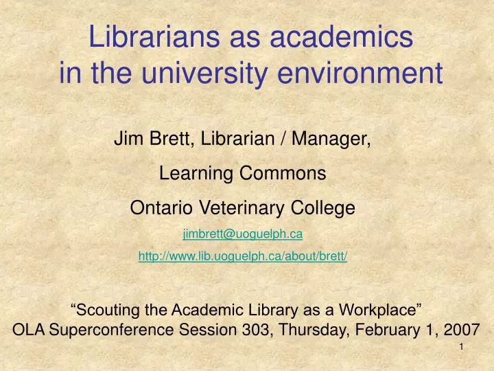 librarians as academics in the university environment