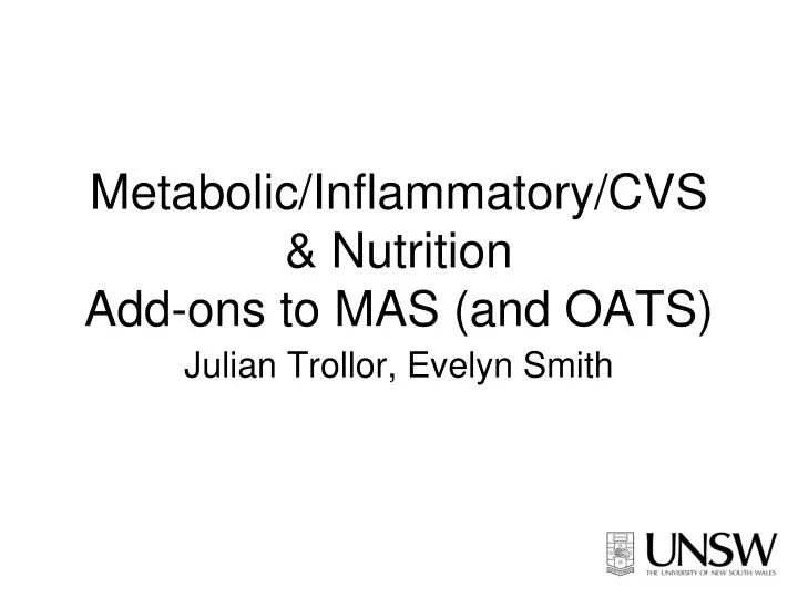metabolic inflammatory cvs nutrition add ons to mas and oats