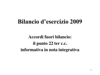 bilancio d esercizio 2009