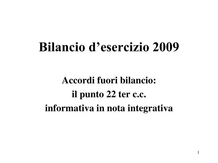 bilancio d esercizio 2009