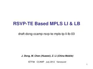 RSVP-TE Based MPLS LI &amp; LB