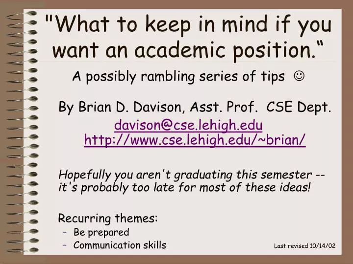 what to keep in mind if you want an academic position