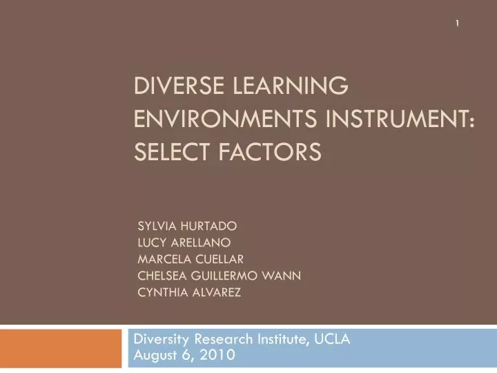 diverse learning environments instrument select factors